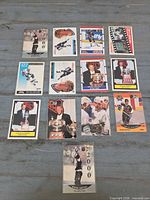 Front view of all fourteen Wayne Gretzky cards laid out in grid pattern