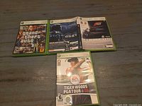 Front view of four Xbox 360 game cases
