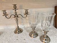 Group shot of candelabra with both hurricane holders