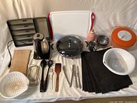 Overview of all kitchen items arranged on table