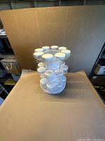 Full view of rotating organizer with jars assembled