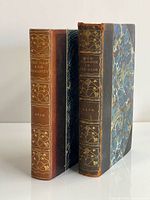 Spines and front boards of both half-leather books