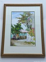 Full view of framed signed watercolour painting