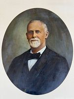 Full view of framed oval oil portrait