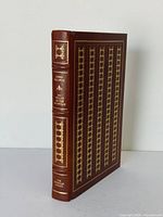 Spine view showing leather, gilt tooling and raised bands