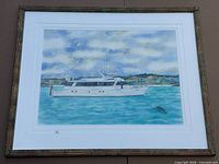 Full view of framed watercolor painting