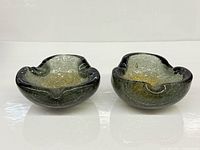 Pair of smoky Murano ashtrays front view