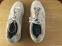 Top view of both shoes showing uppers, laces, size indication