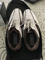 Top view of FootJoy golf shoes inside bag