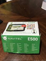 Front of Navitel E500 retail box showing product and map coverage