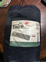 Stuff sack showing Trekk label with spring/summer rating