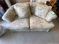 Front view of Barrymore loveseat with two pillows