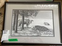 Full view of framed Bernie Brown drawing