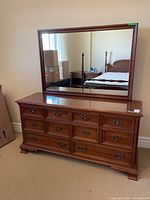 Front view of dresser with mirror attached