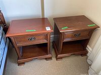 Both Gibbard cherry nightstands side by side showing overall form
