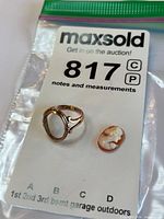 Ring and loose cameo on tag showing lot number