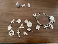 All items laid out showing bracelet and loose charms