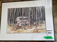 Framed watercolor painting front view