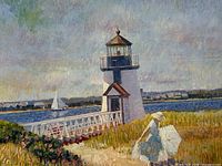 Full view of lighthouse print showing image content and mat displacement