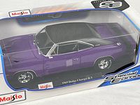 Front view of boxed 1:18 Maisto 1969 Dodge Charger R/T