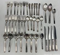 Entire lot layout showing all flatware pieces