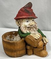 Full view of gnome planter showing figure and barrel
