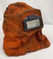Full view of leather welding hood