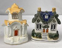 Front view showing both porcelain miniature houses