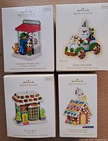 All four Hallmark Keepsake ornament boxes front view