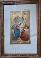 Full view of framed Remembrance of First Communion certificate
