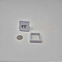 Coin beside disassembled white plastic holder