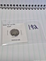 Obverse side of 1919-D Mercury dime in labelled flip