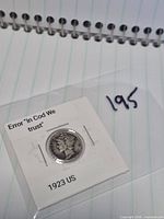 Obverse of 1923 Mercury dime in labelled flip