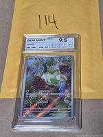 Front of NXR-graded slab showing Sprigatito card and grade label