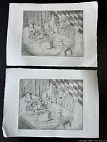 Both etchings stacked showing image and margins with signatures and edition numbers