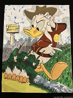 Full view of signed Donald Duck watercolour painting