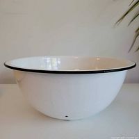 Side view of enamel wash basin