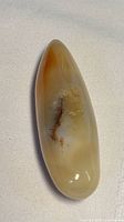 Top view of polished agate wand showing color and inclusions