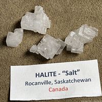 Lot overview with label indicating halite from Rocanville