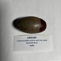 Lingam stone front profile with information label