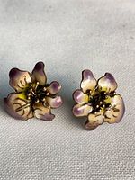 front view of both violet flower earrings