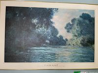 Full view of Claude Monet reproduction print in frame