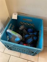 All items inside blue crate