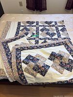 Full quilt spread showing pattern, colors and size reference