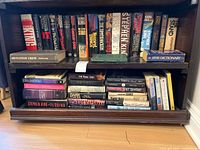 Full view of two-shelf unit showing majority of books