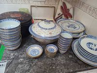Entire dinnerware set on countertop showing all groupings