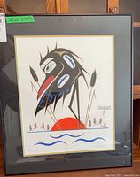 Full view of framed serigraph under glass