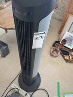 Full view of tower fan with MaxSold sticker