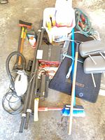 All items laid out on garage floor