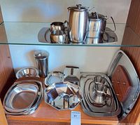 Upper shelf coffee/tea pieces on rectangular tray